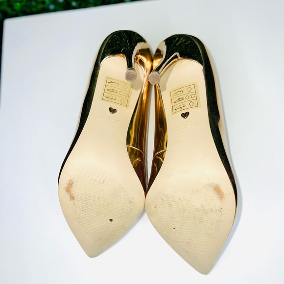 Aldo Women Light Pink Metallic Stiletto Heel Size 9 Synthetic Pump Slip-On - Picture 4 of 7